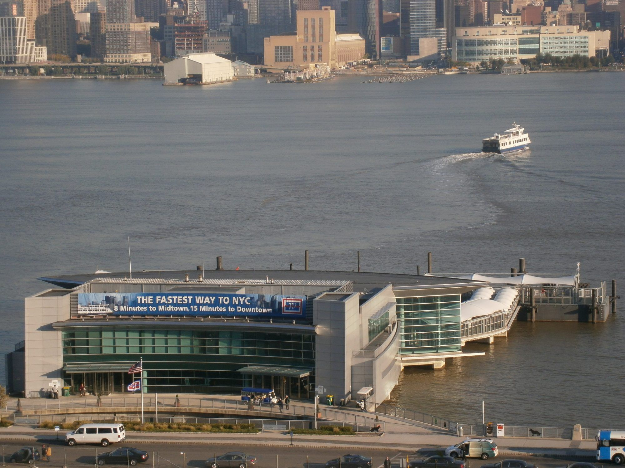 Port Imperial ferry terminal with Manhattan skyline