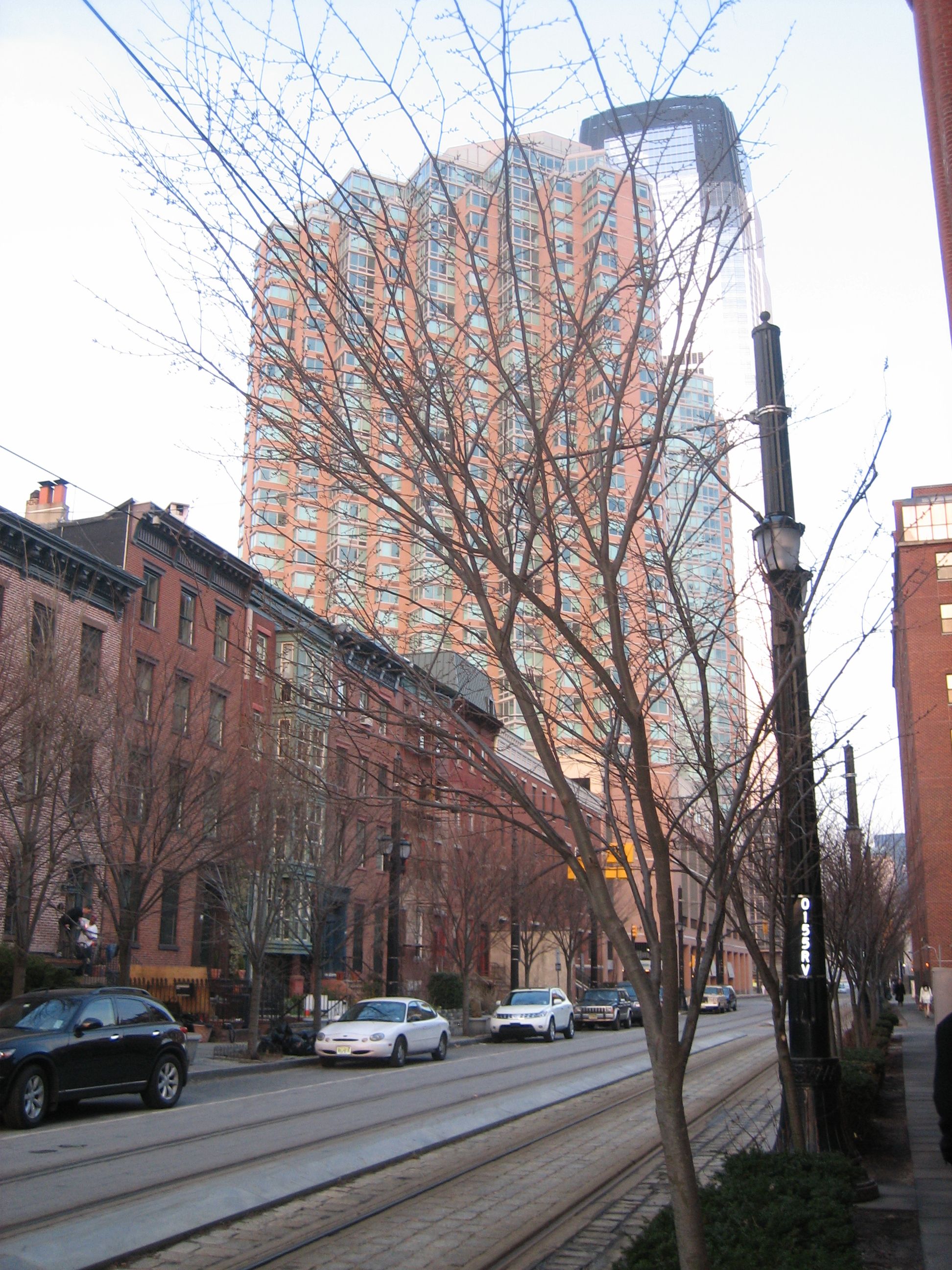 Brownstone row houses in Paulus Hook